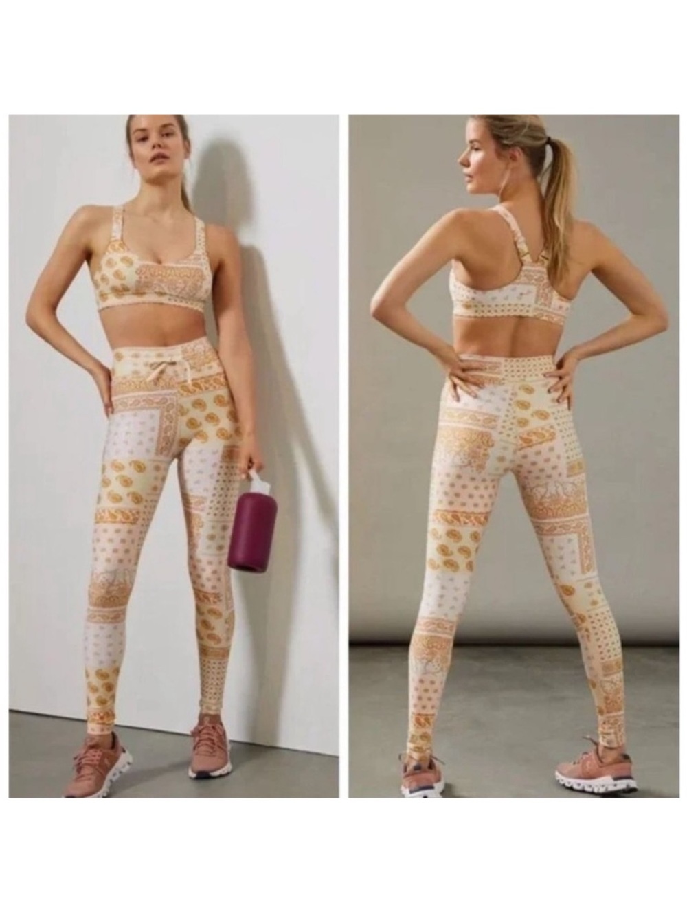 Pink and Cream Paisley Active Set
